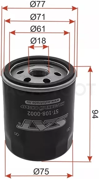 Фильтр масляный MAZDA 2 (DL)/3 (BM)/3 (BP)/6 (GJ/GL)/CX-3 (DK)/CX-30 (DM)/CX-5 (KE)/CX-5 (KF)/CX-7 (ER)