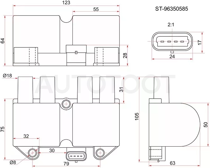 Катушка зажигания CHEVROLET LANOS 05-/DAEWOO LANOS/NUBIRA 97- A15SMS - Артикул ST96350585 - Производитель Sat - Фото, Отзывы, Цены