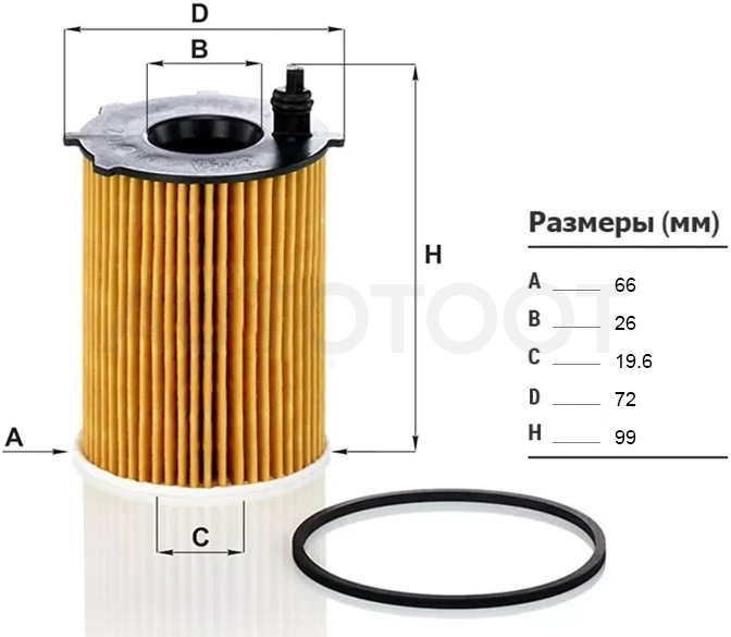 Фильтр масляный (картридж) CITROEN BERLINGO 1.6 Hdi/ C4 AIRCROSS/ C4 PICASSO 10-/ PEUGEOT PARTNER 08