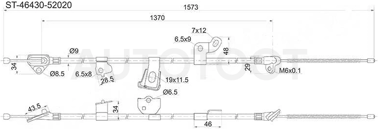 Трос ручного тормоза левый -ST4643052020 Sat для TOYOTA PLATZ, TOYOTA ECHO, TOYOTA VITZ, TOYOTA YARIS