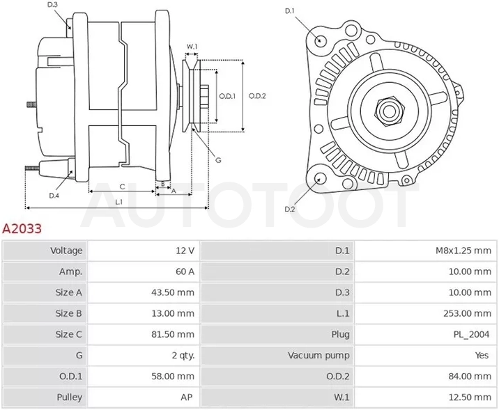 Генератор NISSAN ATLAS/CONDOR F23/TERRANO WD21 12V 60A - Артикул A2033 - Производитель AS-PL - Фото, Отзывы, Цены