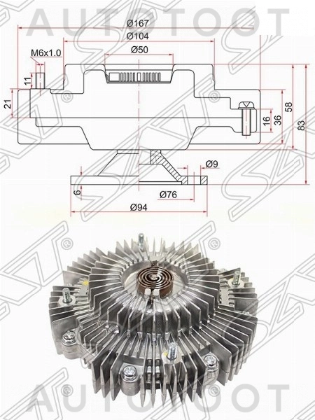 Вискомуфта 2UZ-FE -ST1621050051 Sat для LEXUS LX470, TOYOTA LAND CRUISER