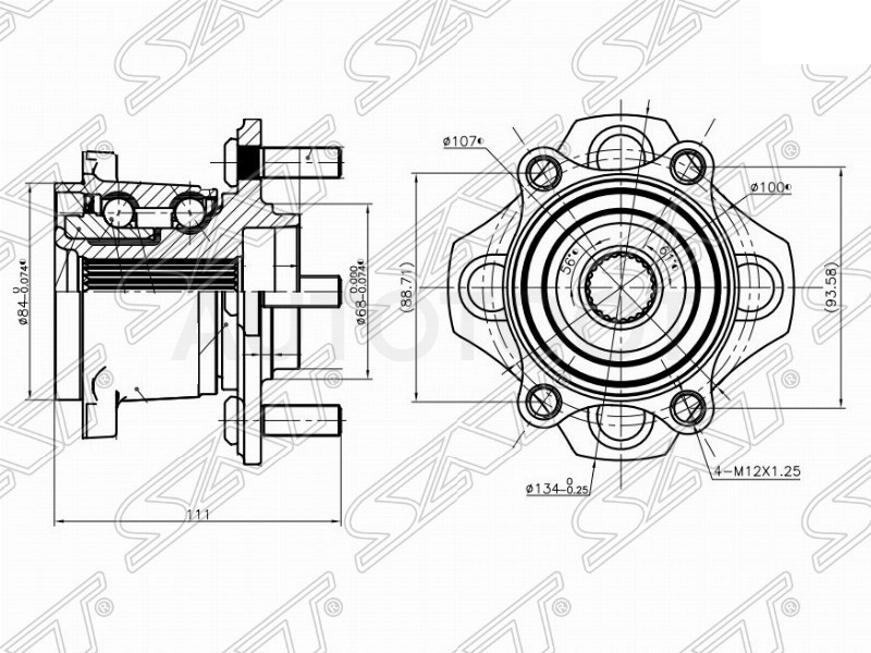 Ступица заднего колеса 4wd -ST43202ED305 Sat для NISSAN NOTE