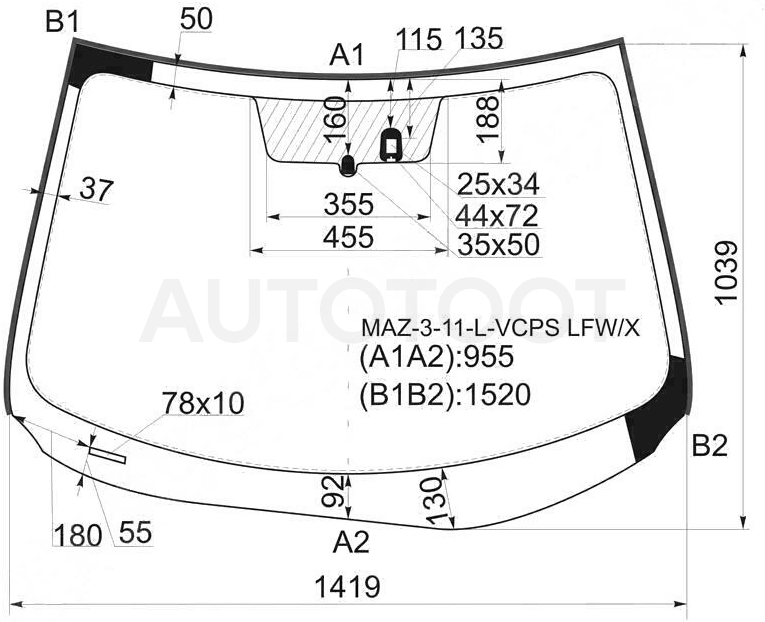 Стекло лобовое в клей -  для MAZDA 3 (AXELA)