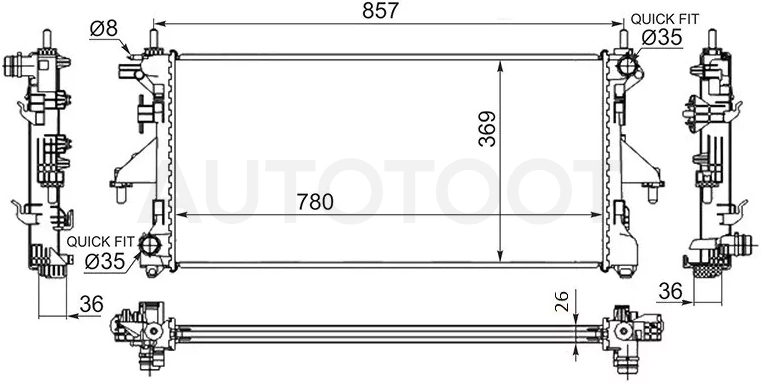 Радиатор Peugeot Boxer 06- / Citroen Jumper 06- / Fiat Ducato 06 - Артикул PG0009061 - Производитель Sat - Фото, Отзывы, Цены