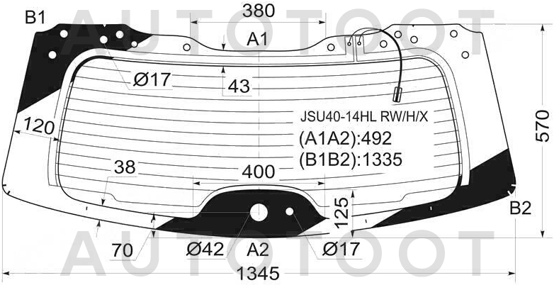 Стекло заднее (крышка багажника) с обогревом -  для TOYOTA HIGHLANDER