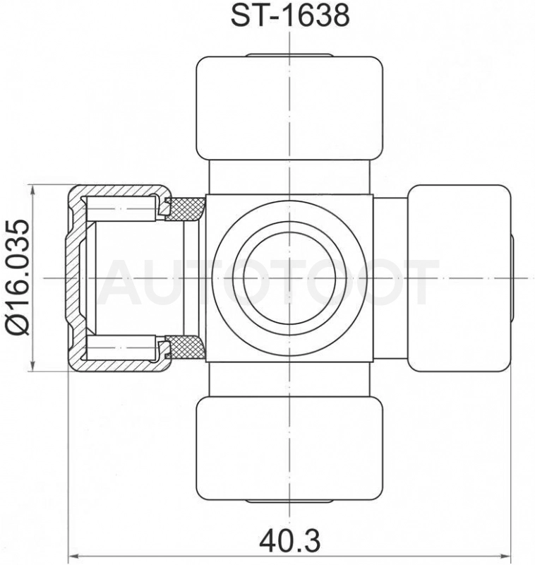 Крестовина рулевого кардана 16Х38 -  для NISSAN SUNNY, TOYOTA AVENSIS, NISSAN ALMERA, NISSAN BLUEBIRD SYLPHY, NISSAN AD, NISSAN ALMERA CLASSIC, NISSAN PULSAR, NISSAN CEFIRO, NISSAN MAXIMA, NISSAN CUBE