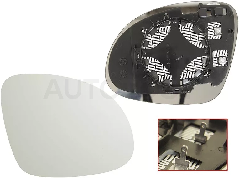 Полотно зеркала Volkswagen Tiguan 06-17 / Skoda Yeti 09-18 (Справа/ Обогрев/ асферическое)
