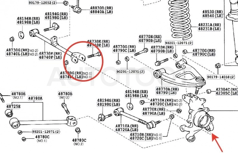 Сайлентблок задней поперечной тяги наружный плавающий d=14мм -ST4230530050U Sat для TOYOTA CHASER, TOYOTA CRESTA, TOYOTA MARK 2, TOYOTA CROWN