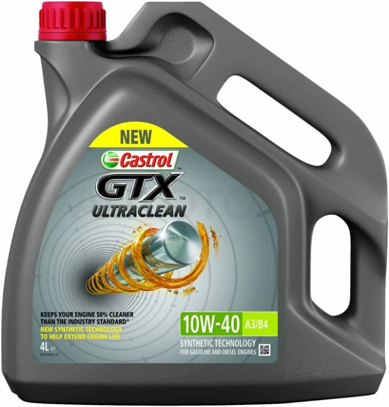10W-40 Моторное масло Castrol GTX ULTRACLEAN 4л Масло моторное полусинтетическое