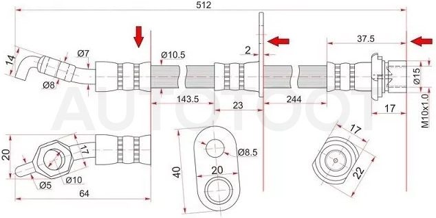 Шланг тормозной задний (Таиланд) TOYOTA CAMRY/VISTA 4WD 90- LH=RH