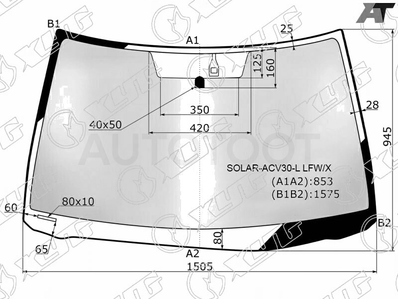 Стекло лобовое атермальное + дд TOYOTA CAMRY 01-06 (Solar-X защита от ультрафиолета)