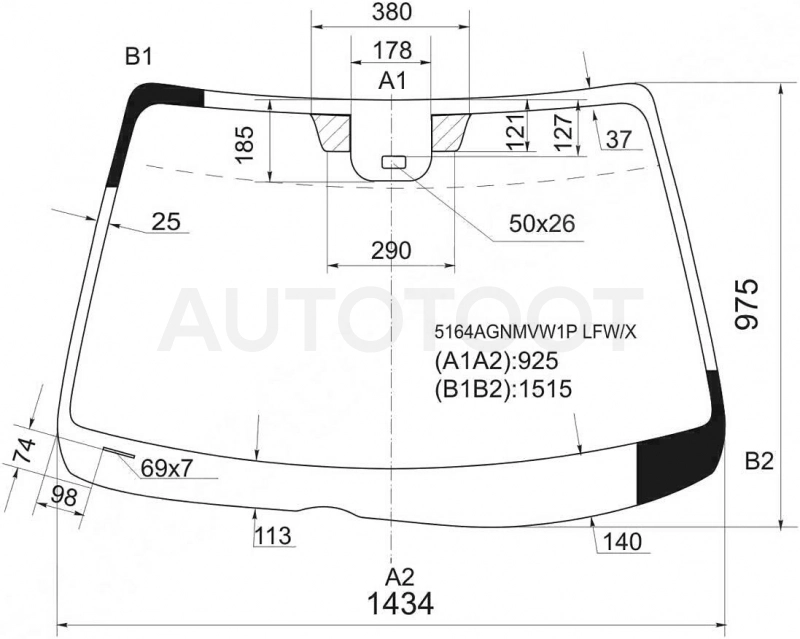 Стекло лобовое в клей -  для MAZDA 6 (ATENZA)