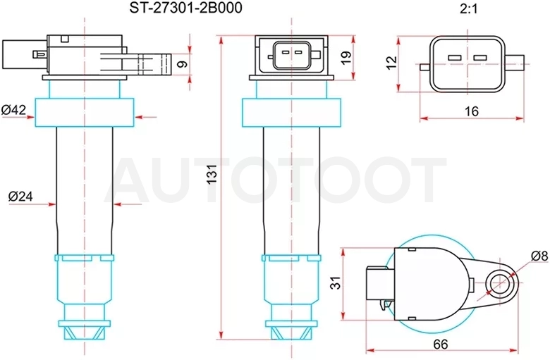 Катушка зажигания HYUNDAI ELANTRA CF 06-/KIA CERATO LD 06 - Артикул ST273012B000 - Производитель Sat - Фото, Отзывы, Цены