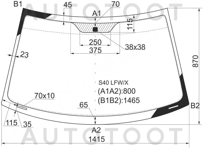 Стекло лобовое в клей -  для VOLVO S40, VOLVO V40