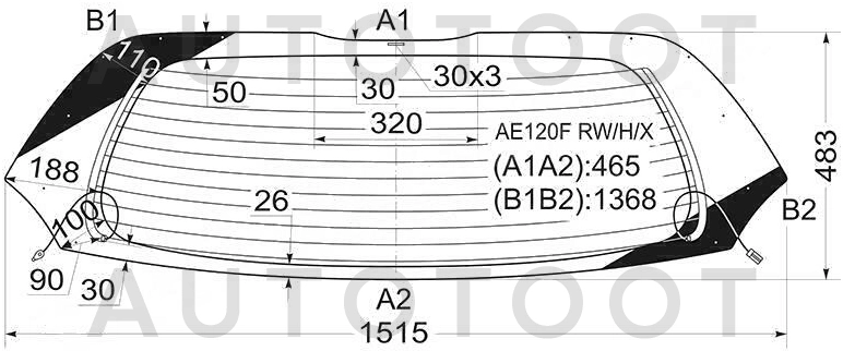 Стекло заднее (крышка багажника) с обогревом -  для TOYOTA COROLLA SPACIO, TOYOTA COROLLA VERSO