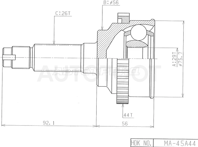 Шрус (Спереди/ Наруж) Mazda 323 98-03 / Familia 98-08 / Familia S-Wagon 98-04 / Premacy 99-05