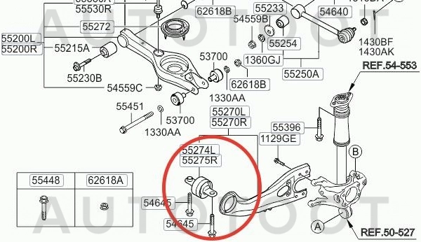 Сайлентблок заднего продольного рычага левый -GM6796 Zekkert для KIA SPORTAGE