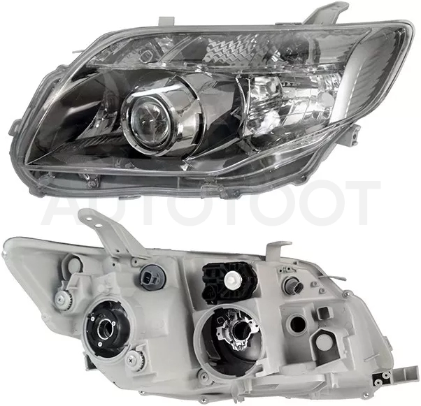 Фара Toyota Corolla Fielder (E140) 06-12 / Corolla Axio (E140) 06-12 (Слева/ Ксенон/Галоген/ С электрокорректором/ тёмная)
