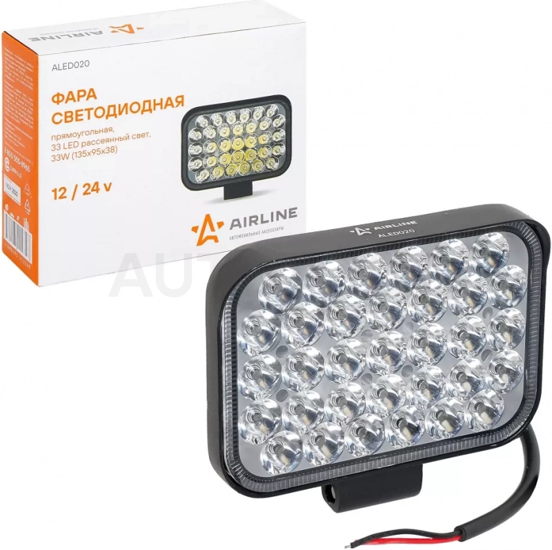 Фара светодиод. прямоугольная, 33LED, направленный свет, 33Вт, 135х95х38мм, 12/24В, PLUS - Артикул ALED020 - Производитель Airline - Фото, Отзывы, Цены