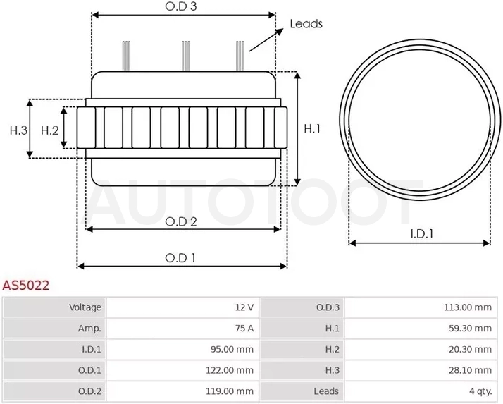 Обмотка генератора HONDA CIVIC 1.5 98-01/LOGO 1.3 99-02/SUZUKI GRAND VITARA 2.4 08-15 J24B