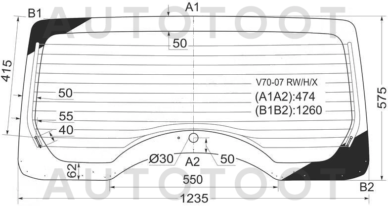 Стекло заднее (крышка багажника) с обогревом -  для MITSUBISHI PAJERO