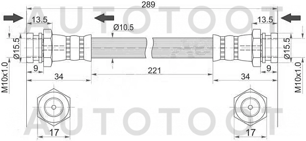 Шланг тормозной тормозной задний левый=правый -STD06143810 Sat для NISSAN MARCH, NISSAN AD, NISSAN CUBE, NISSAN NOTE, NISSAN TIIDA, MAZDA 2 (DEMIO)
