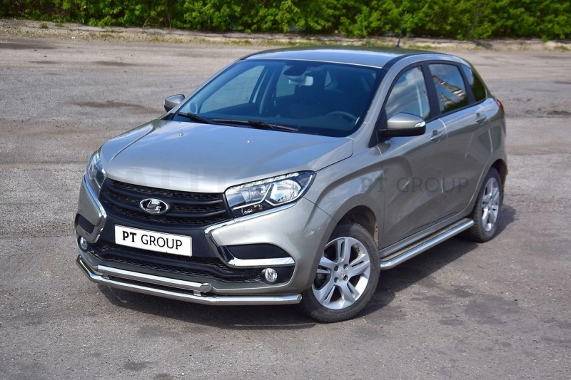 LADA XRay 2016 Защита порогов с алюм. площадкой Ø51мм (НПС) - Артикул LXR220302 - Производитель PT Group - Фото, Отзывы, Цены