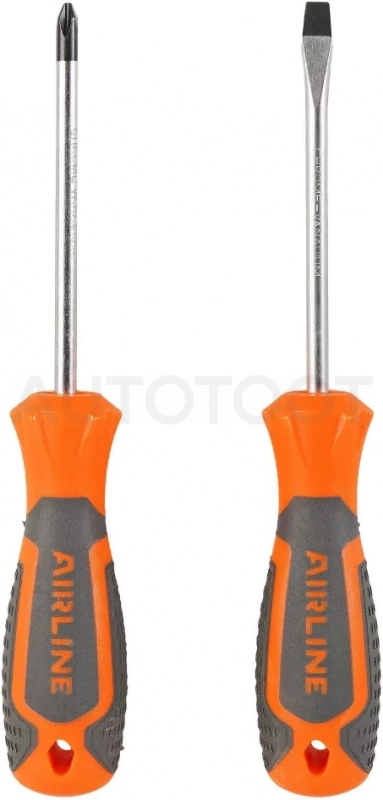 Набор отвёрток 2 пр. (SL6x100mm, PH2x100mm), пласт.подвес - Артикул ATAU011 - Производитель Airline - Фото, Отзывы, Цены