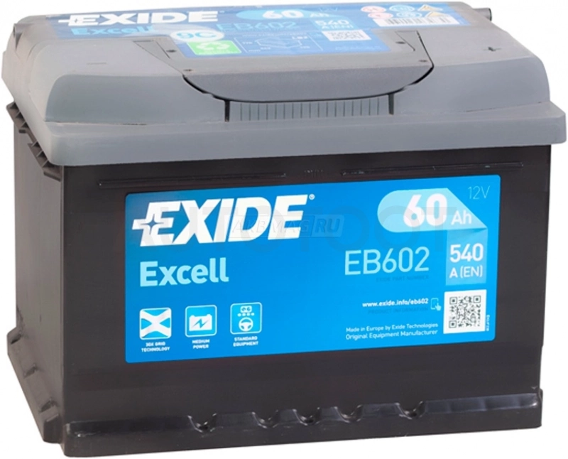 Аккумулятор EXIDE 60Ah 540A обратная полярность(-+)