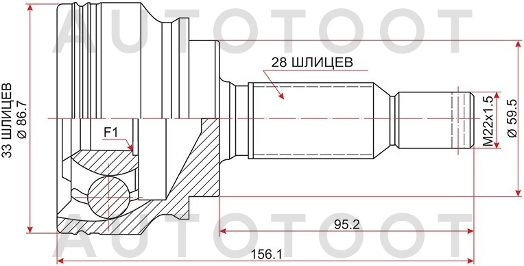 Шрус наружный CVT (28-33 шлицев) -MI118 Sat для MITSUBISHI LANCER, DODGE CALIBER, JEEP COMPASS, JEEP PATRIOT