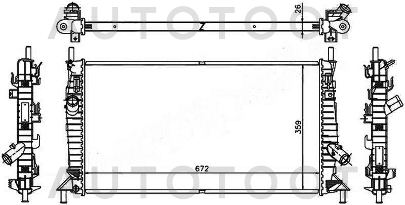Радиатор охлаждения 1.4/1.6/2.0/2.0 -JPR0042 Just Drive для FORD FOCUS, FORD C-MAX, MAZDA 3 (AXELA)
