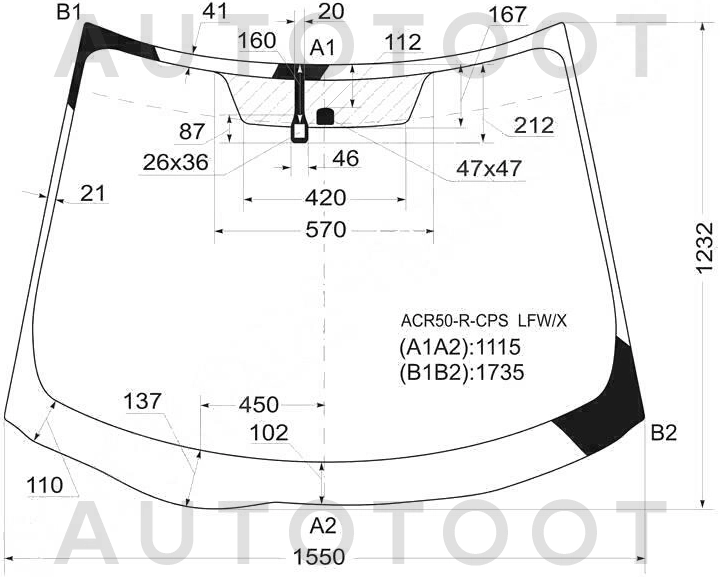 Стекло лобовое в клей -  для TOYOTA ESTIMA