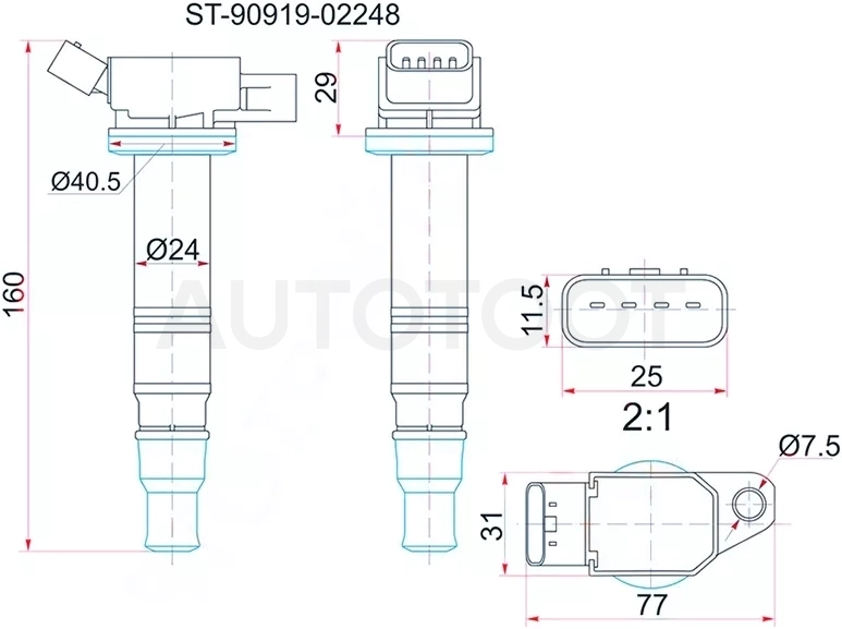 Катушка зажигания TOYOTA 2AZ-FE 05-/ACU2#/ACU3#/1AZ-FSE/1NZ-FE 04- NCP9#/NCP100/NCP11#/NZE12#/NZE15#