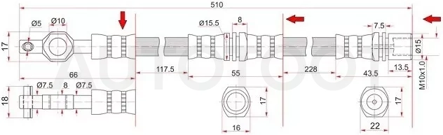 Шланг тормозной передний правый -ST9094702847 Sat для TOYOTA CELICA