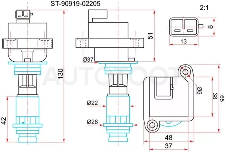 Катушка зажигания TOYOTA CHASER/CRESTA/SOARER/MARK II 91- 1-2JZGTE - Артикул ST9091902205 - Производитель Sat - Фото, Отзывы, Цены