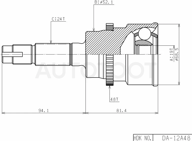 Шрус (Спереди/ Наруж) Daihatsu Terios 97-06 / Toyota Cami 99-06 - Артикул DA012A48 - Производитель Hdk - Фото, Отзывы, Цены