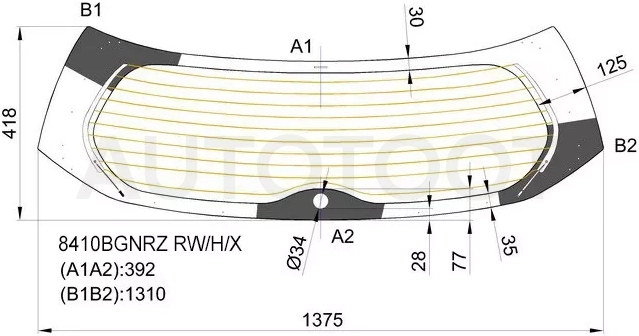 Стекло заднее (Цвет зеленый/ Обогрев) Toyota RAV4 (XA40) 12-19
