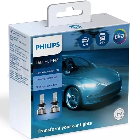 Лампа H7 комплект 2шт, светодиодная PHILIPS Ultinon Essential LED 6500K