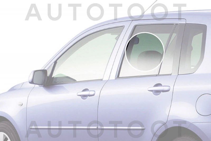 Стекло заднее левое опускное -  для MAZDA 2 (DEMIO)