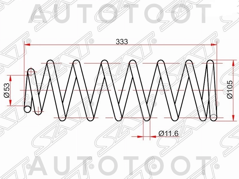 Пружины задние (комплект 2шт) -ST27162 Sat для TOYOTA ALLION, TOYOTA PREMIO