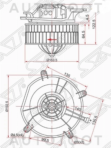 Мотор отопителя салона -STA2118300908 Sat для MERCEDES E-CLASS