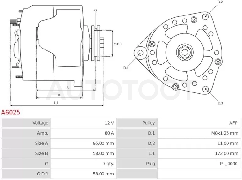 Генератор TOYOTA LAND CRUISER PRADO KDJ9#/HILUX SURF KDN18# 1KD - Артикул A6025 - Производитель AS-PL - Фото, Отзывы, Цены