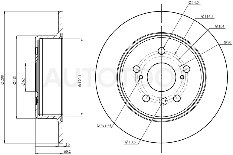 Диск тормозной (Сзади) Lexus RX 97-03 / Toyota Camry (XV30,XV40) 01-11 / Camry UAE/USA 01-06
