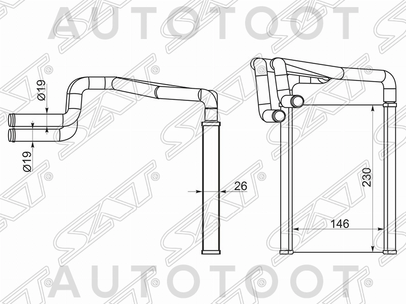 Радиатор отопителя (печки) 1.6/1.7/2.0 -PRS2175 Patron для HYUNDAI IX35, HYUNDAI TUCSON, KIA SPORTAGE