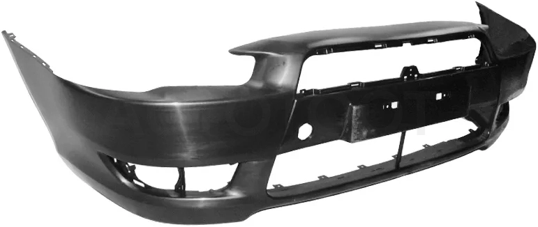 Бампер передний Mitsubishi Lancer 07-10 (Под ПТФ/ С отверстием под крюк)