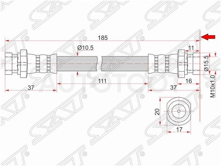 Шланг тормозной передний -STMB857550 Sat для MITSUBISHI DELICA, MITSUBISHI PAJERO