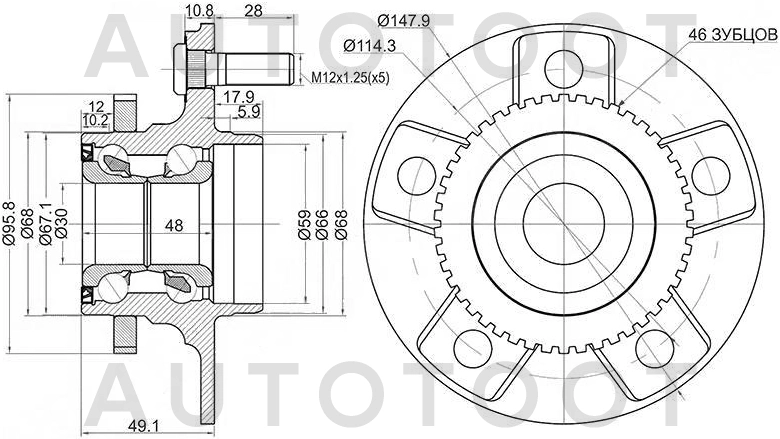 Ступица задняя -ST432002Y000 Sat для NISSAN CEFIRO, NISSAN MAXIMA, NISSAN PRIMERA