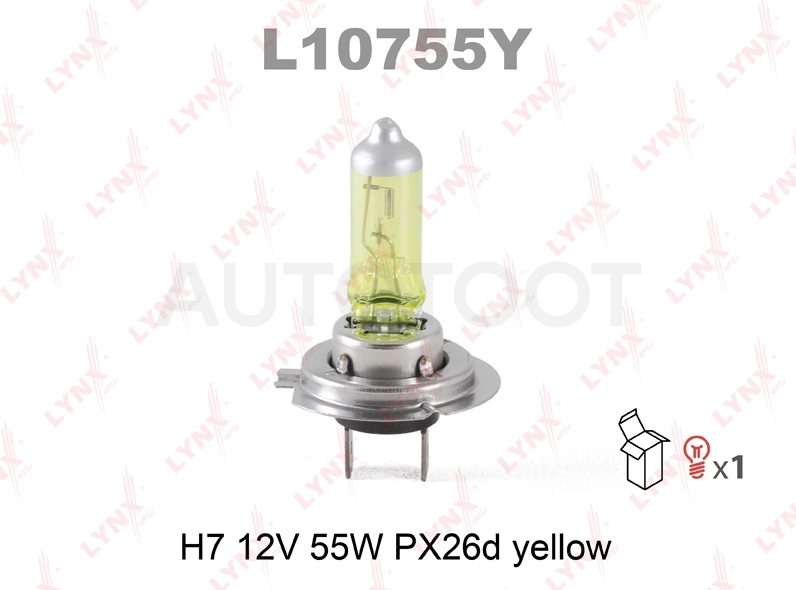 Лампа H7 12V 55W PX26d YELLOW LYNXauto