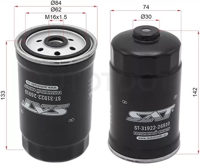 Фильтр топливный HYUNDAI H1/STAREX 2.5 CRDi 03-06/SANTA FE 2.2 CRDi 06-07/KIA SORENTO 2.5 CRDi 06-07